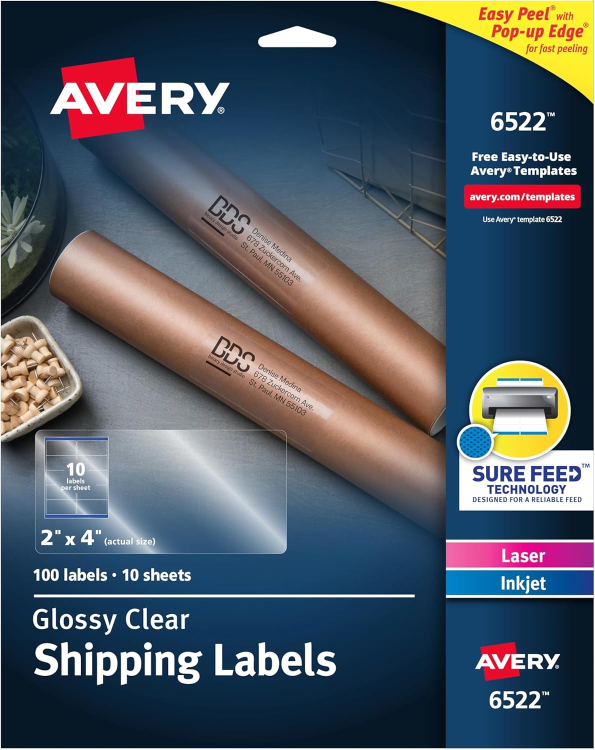 Avery Crystal Clear Address Labels for Laser & Inkjet Printers