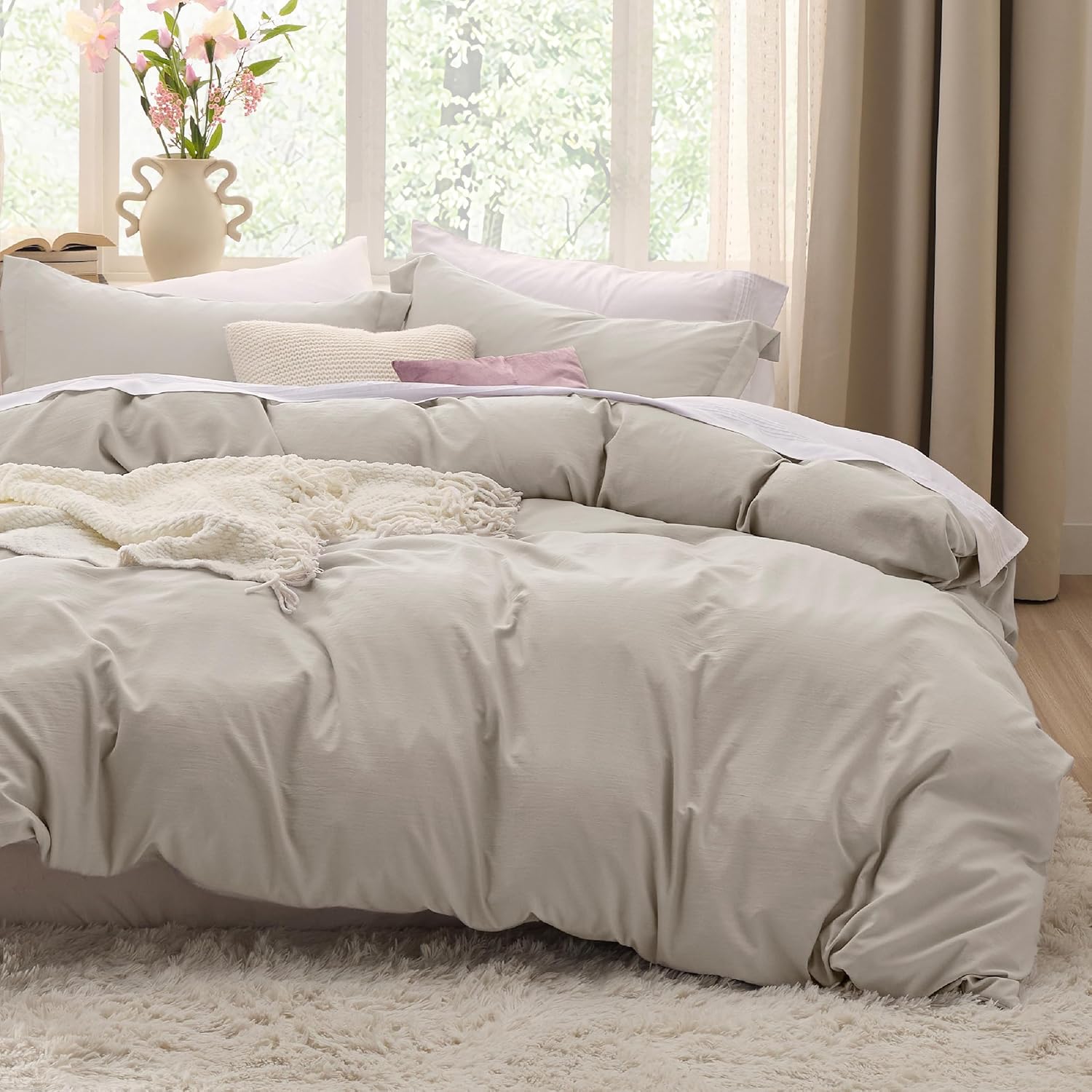 Bedsure Full Size Duvet Cover Set - Soft Cotton-Like Bedding