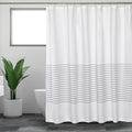 White Shower Curtain for Bathroom 72x72 in - Striped Cotton Shower