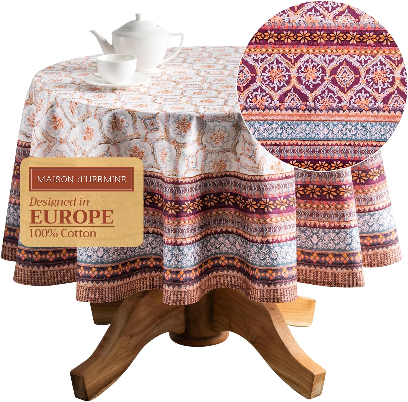 Maison d' Hermine 69 Inch Round Tablecloth for Elegant Dining