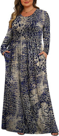 Tencede Womens Plus Size Maxi Dress Long Sleeve with Pockets 5%