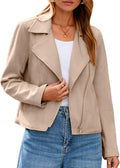 Glamaker Faux Suede Cropped Biker Jacket - Versatile Fall Moto Layer