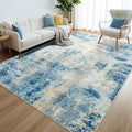 Merelax 4x6 Washable Area Rug Blue Boho Abstract - Soft, Non-Slip