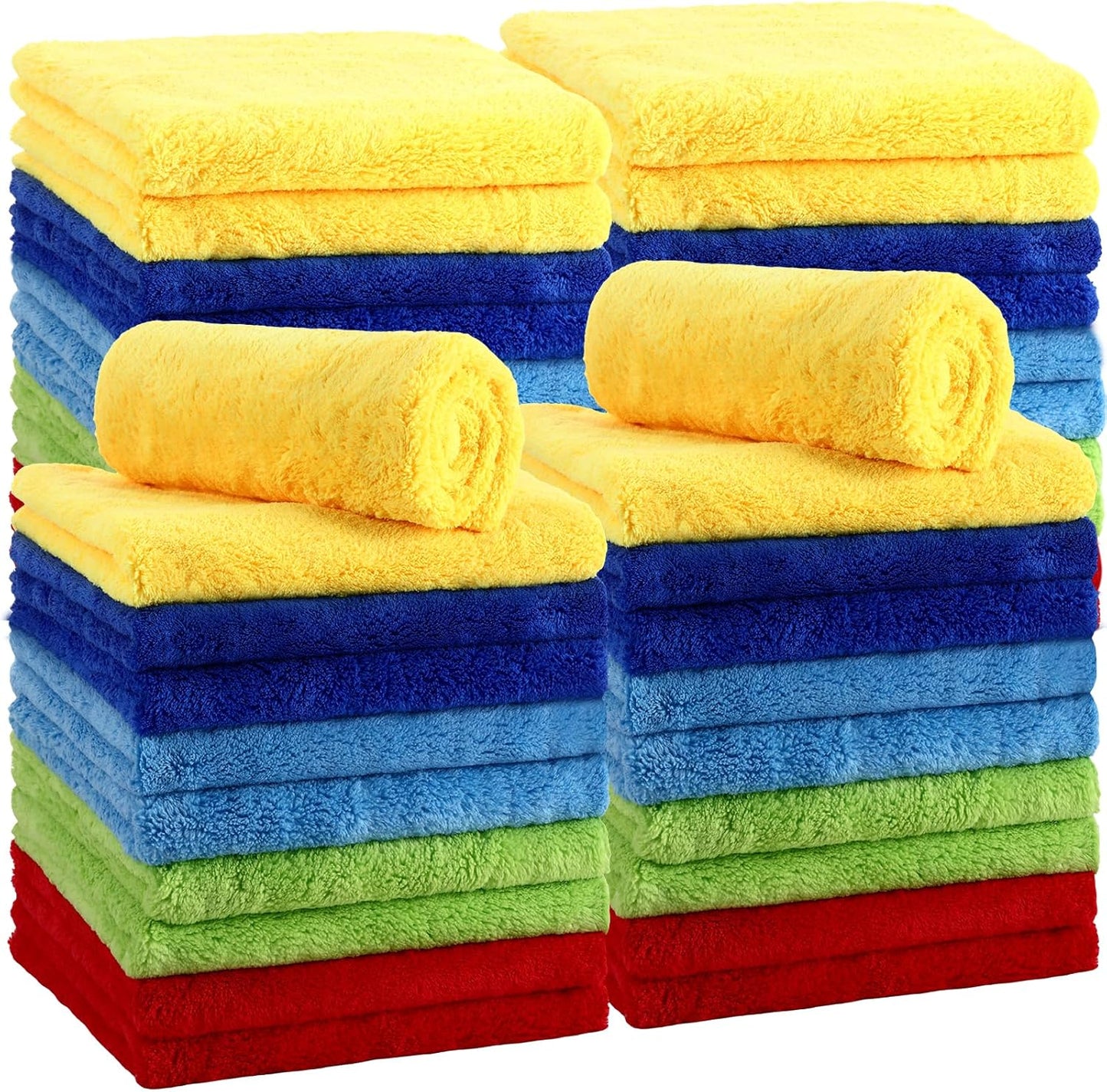 30 Pcs Edgeless Microfiber Plush Towels for Car Detailing