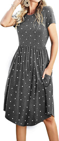 Simier Fariry Womens Summer Pocket Knee Length Teacher Casual Dress is