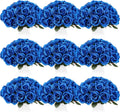Jexine 100 Pieces Artificial Roses Bulk Royal Blue - Event Ready