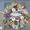 Fall Wreath for Front Door 20 in White Pumpkin Truck Wreath - Cozy
