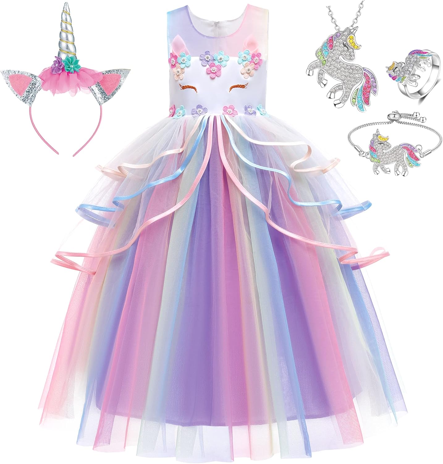 Unicorn Princess Dress Up Clothes for Little Girls Costume