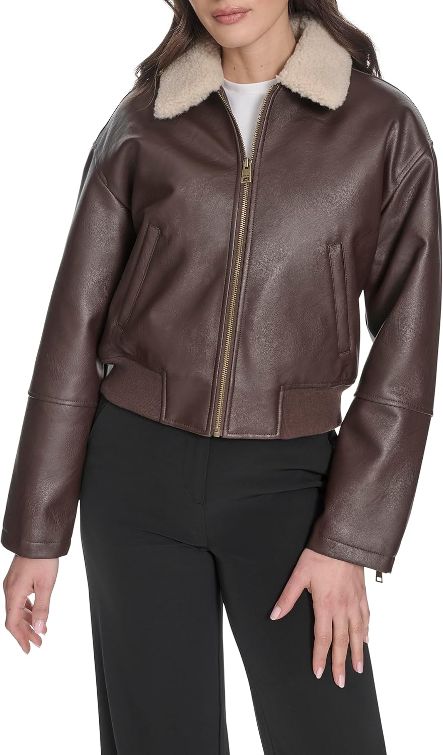 Levi's Faux Leather Bomber Jacket with Laydown Collar for Women