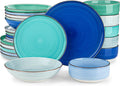 vancasso Bonita Dinnerware Set 24 Pieces for 6 - Hand-Painted Blue