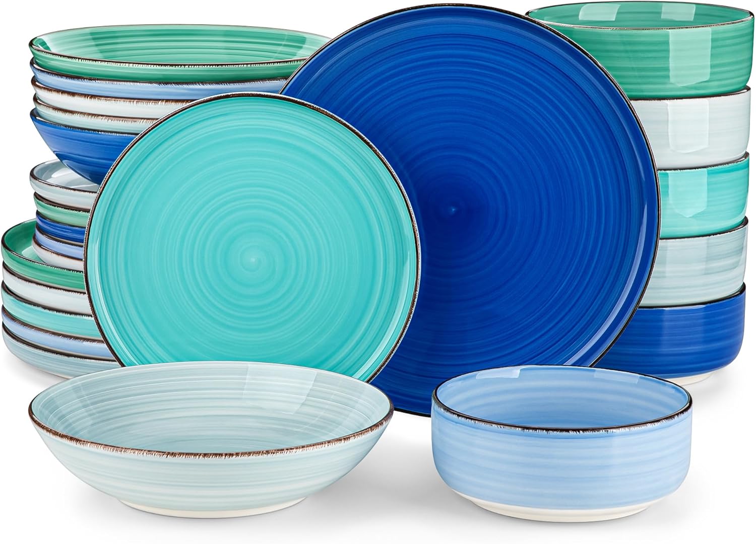 Vibrant 24-Piece Dinnerware Set for 6 by vancasso - Colorful Dishes