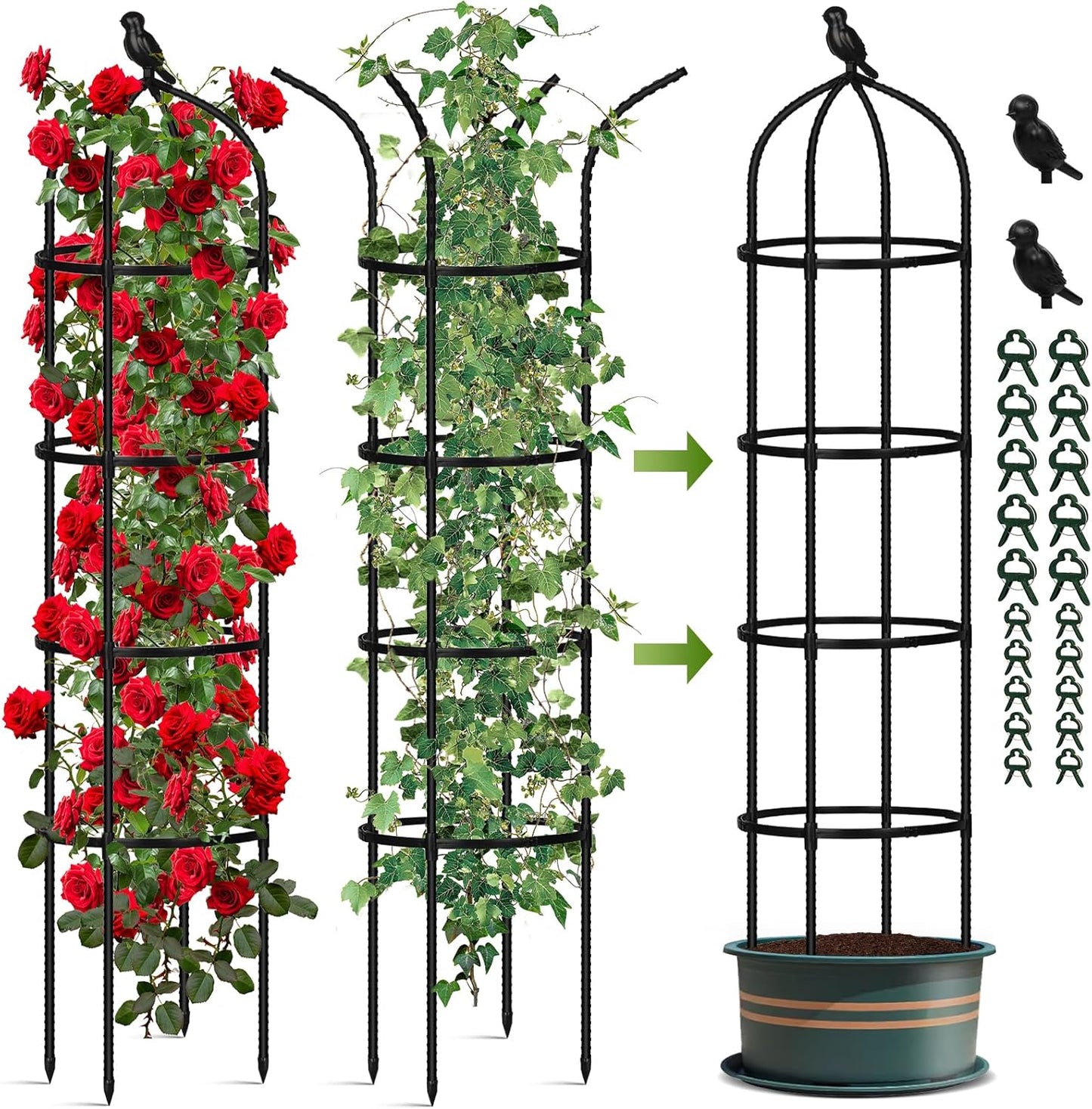 Garden Obelisk Trellis for Climbing Plants - 6FT Support