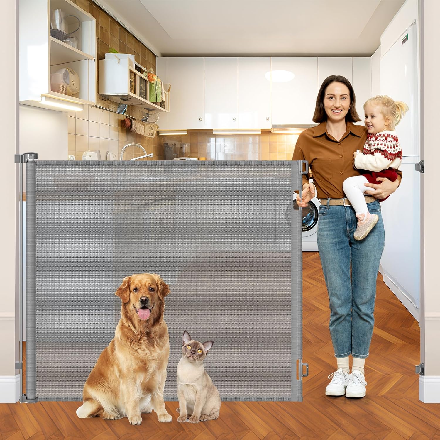 48 Inch Extra Tall Retractable Pet Gate for Doorways and More