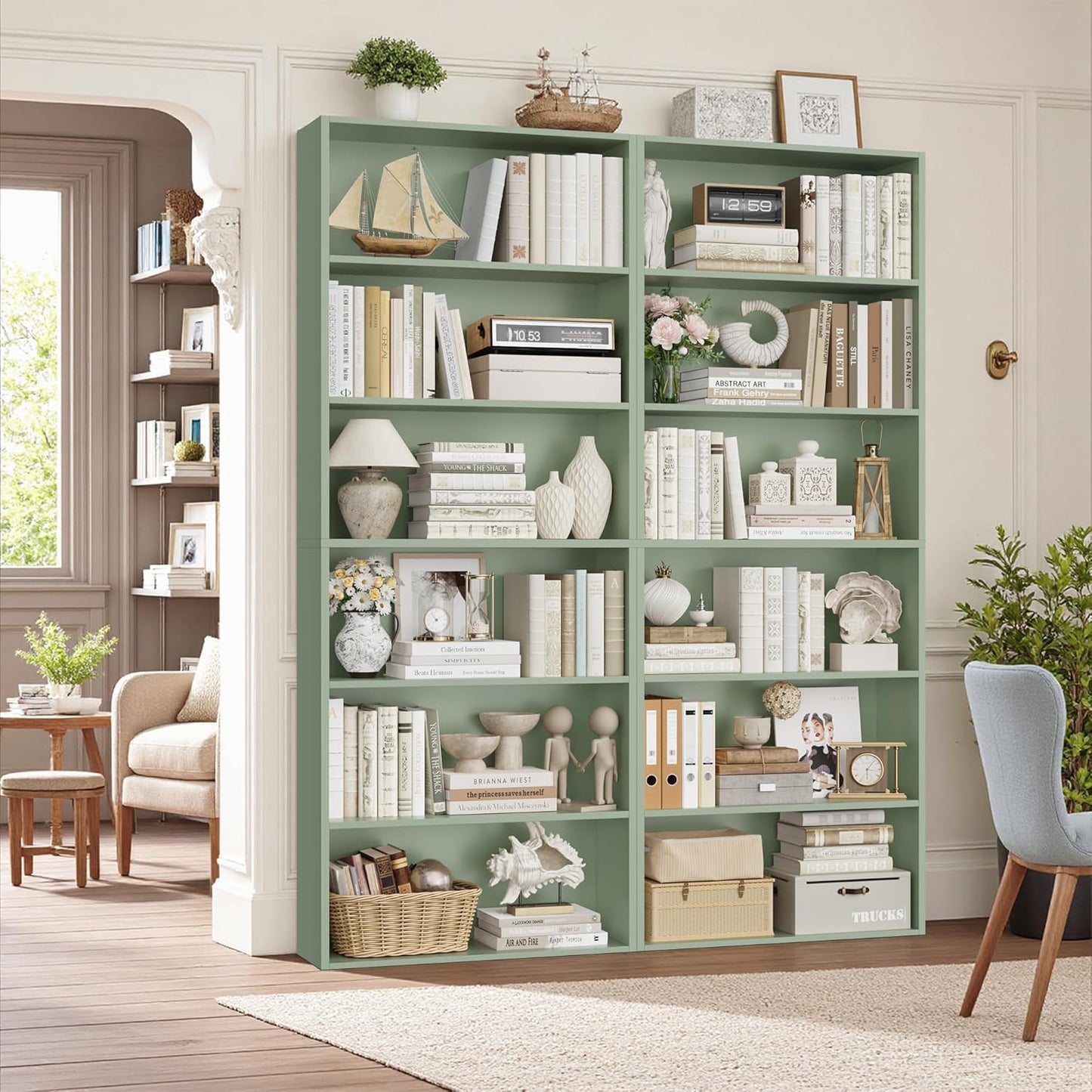 FOTOSOK 70.8 Tall Bookcase Shelf Set of 2 for Home Office