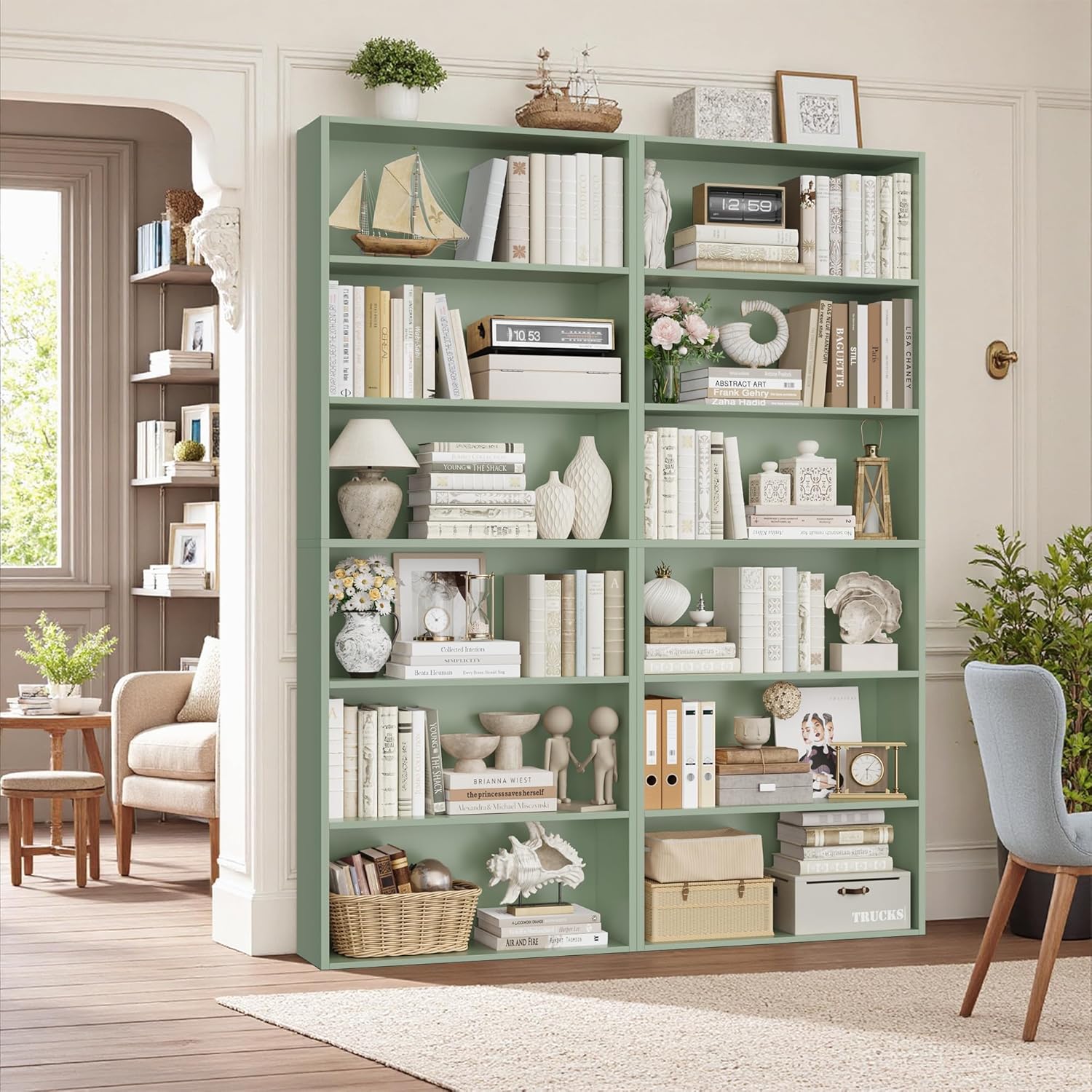 FOTOSOK 70.8 Tall Bookcase Shelf Set of 2 for Home Office