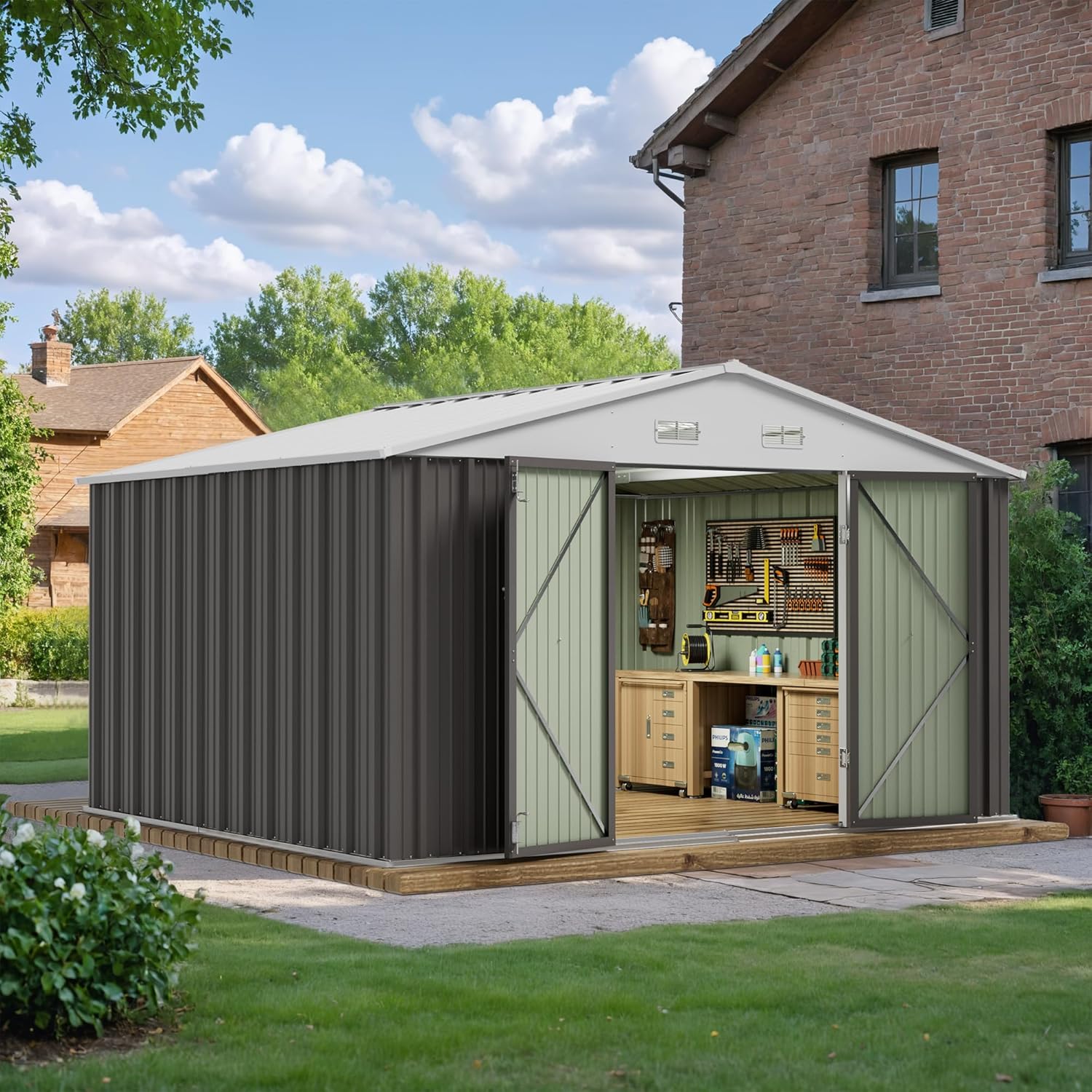JUMMICO 8 x 10 FT Outdoor Storage Shed for Your Backyard Needs
