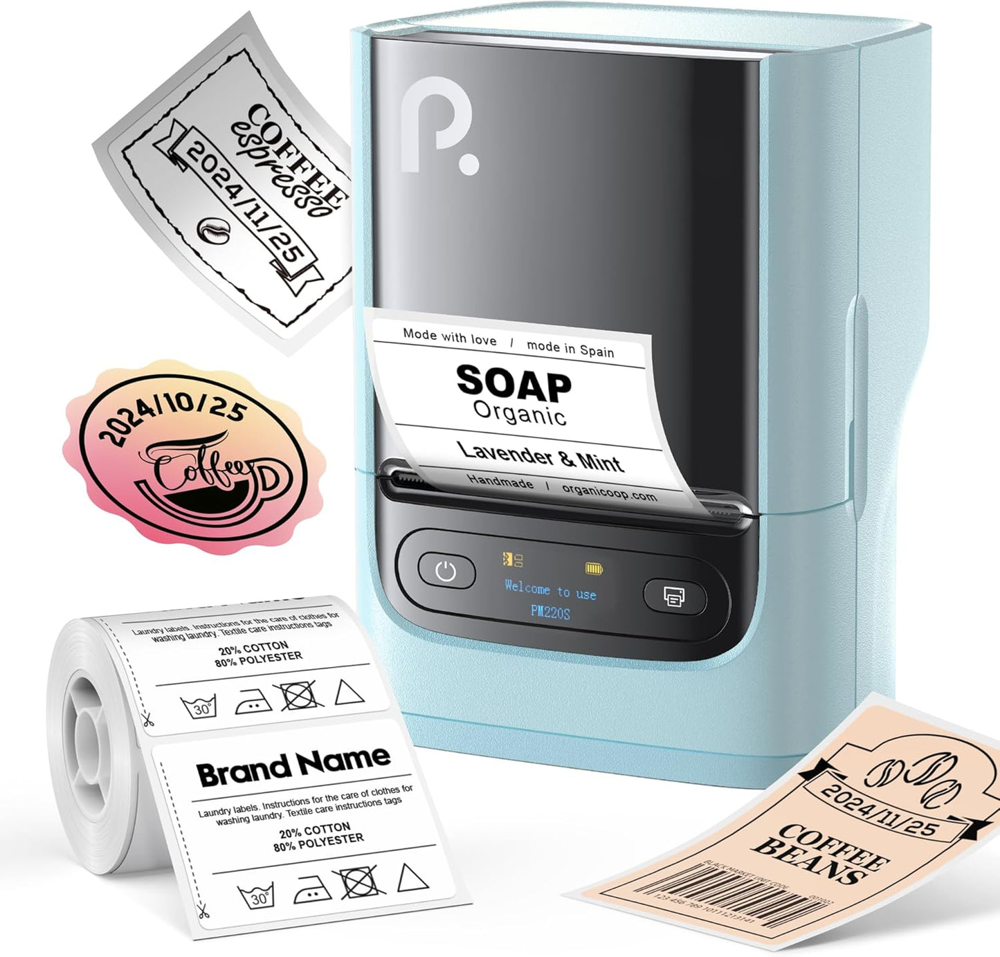 POLONO PM220S Bluetooth Label Printer: Portable & Efficient