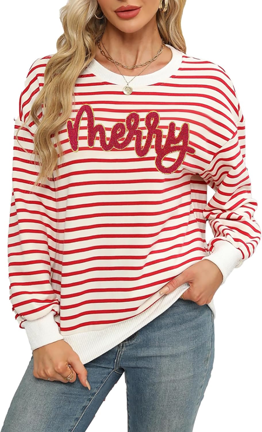 Merry Christmas Plaid Pullover Sweatshirts for Women