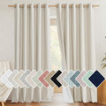 100% Blackout Natural Linen Curtains 95 in Length - Real Dark Sleep