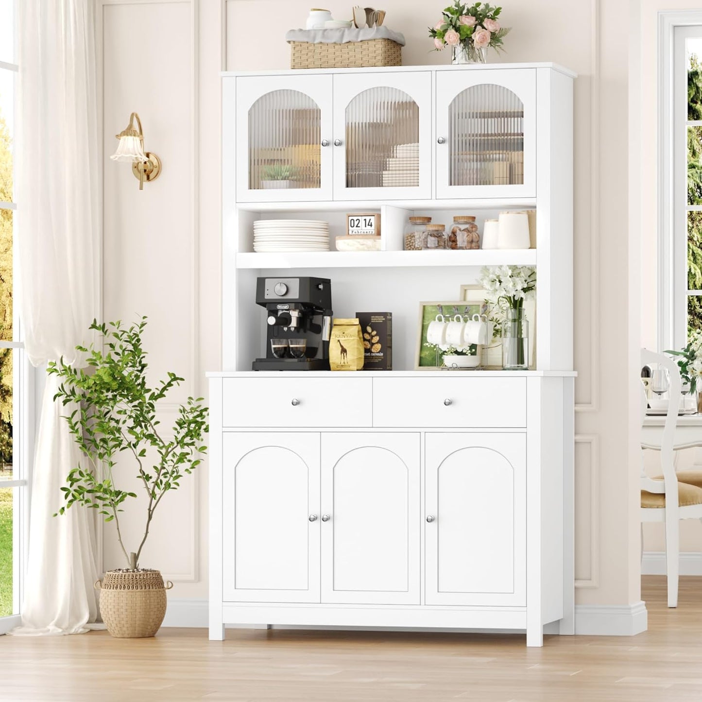 FINETONES Kitchen Pantry Cabinet: Storage & Style in White