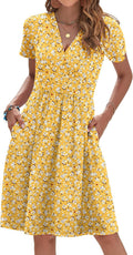 Womens Summer Dresses 2025 V Neck Floral Sundress with Pockets made