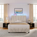 EnHomee Twin Bed Frame Velvet with LED Light and Headboard - Cozy