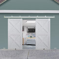 Exterior Barn Door Hardware Kit 10ft Track for Double Doors - Heavy