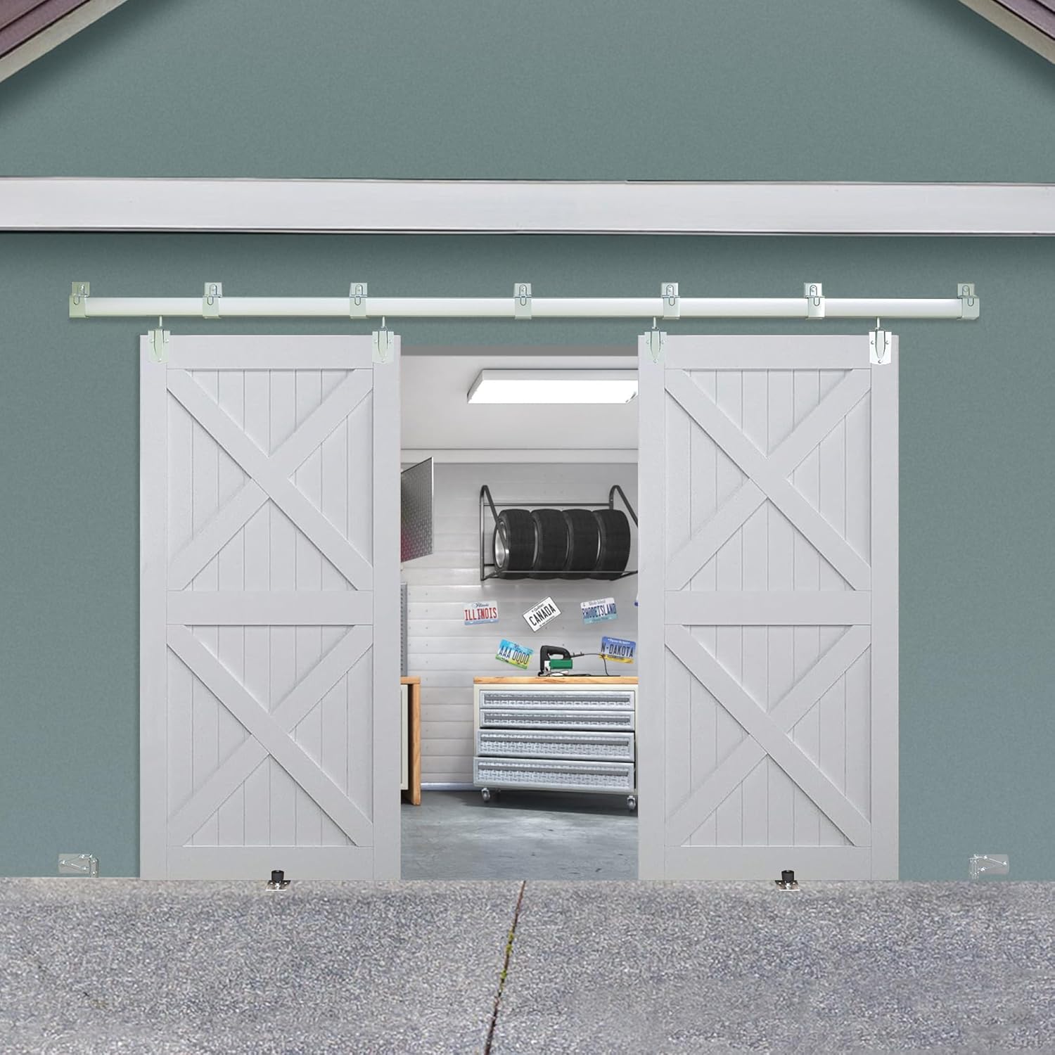 Exterior Barn Door Hardware Kit for Heavy Duty Sliding Doors