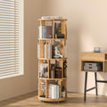 Natural Rubberwood 4 Tier Rotating Bookshelf Tower - Space Saving