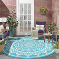 Bsmathom Waterproof Outdoor Rug 6ft Round Reversible Boho - Portable