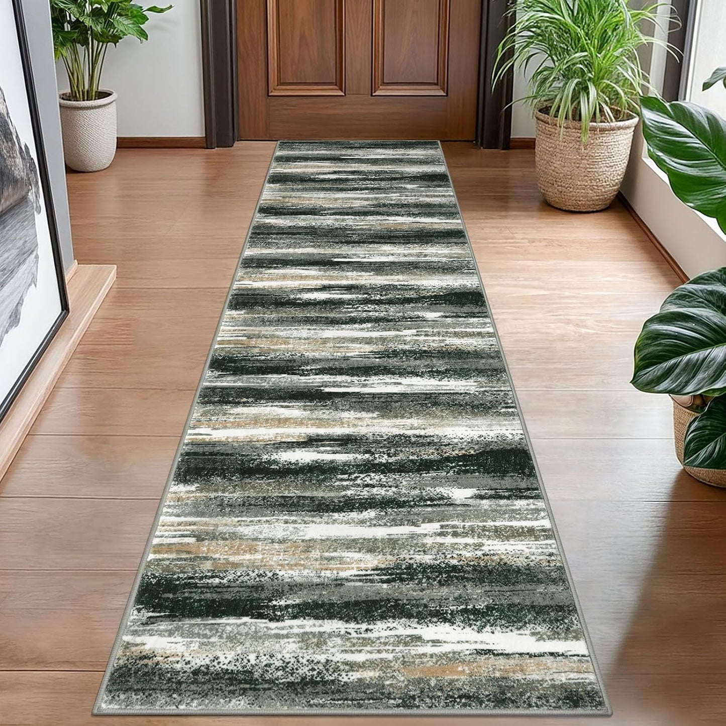 Modern Abstract Hallway Runner Rug for Entryway and Bedroom