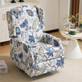 Swivel Rocker Recliner Wingback Fabric Chair - Comfortable High Back