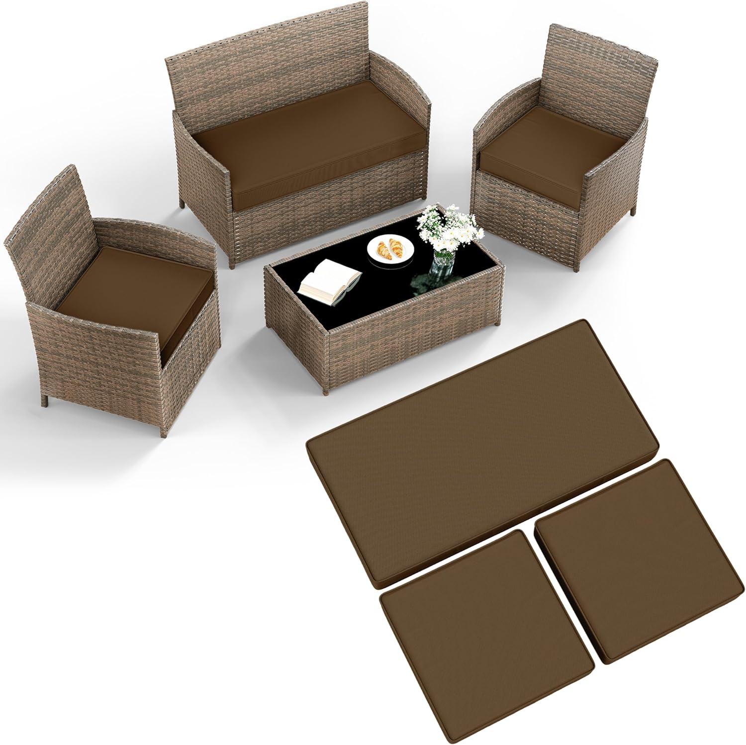 3 Pack Outdoor Patio Furniture Cushion Replacement Covers for Comfort