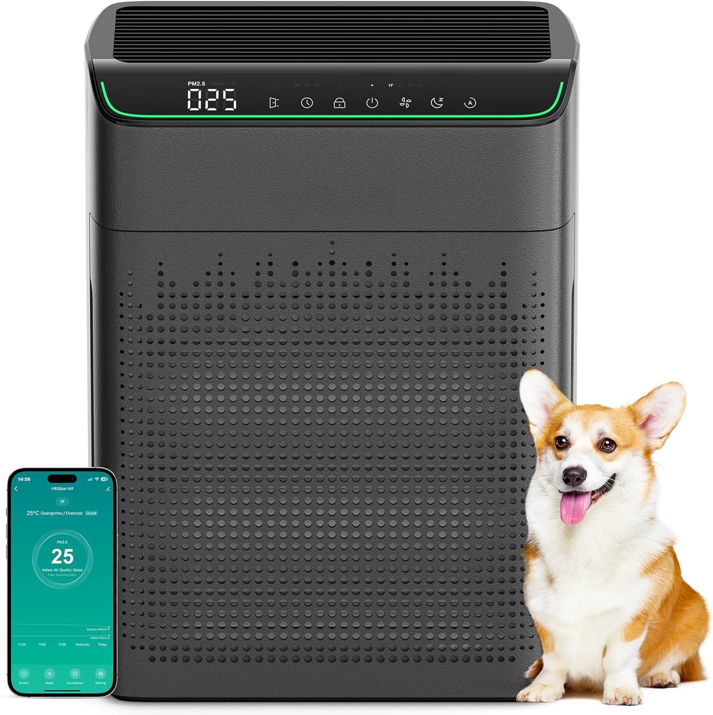 Air Purifiers for Home Large Room with PM 2.5 Monitor and Wi-Fi