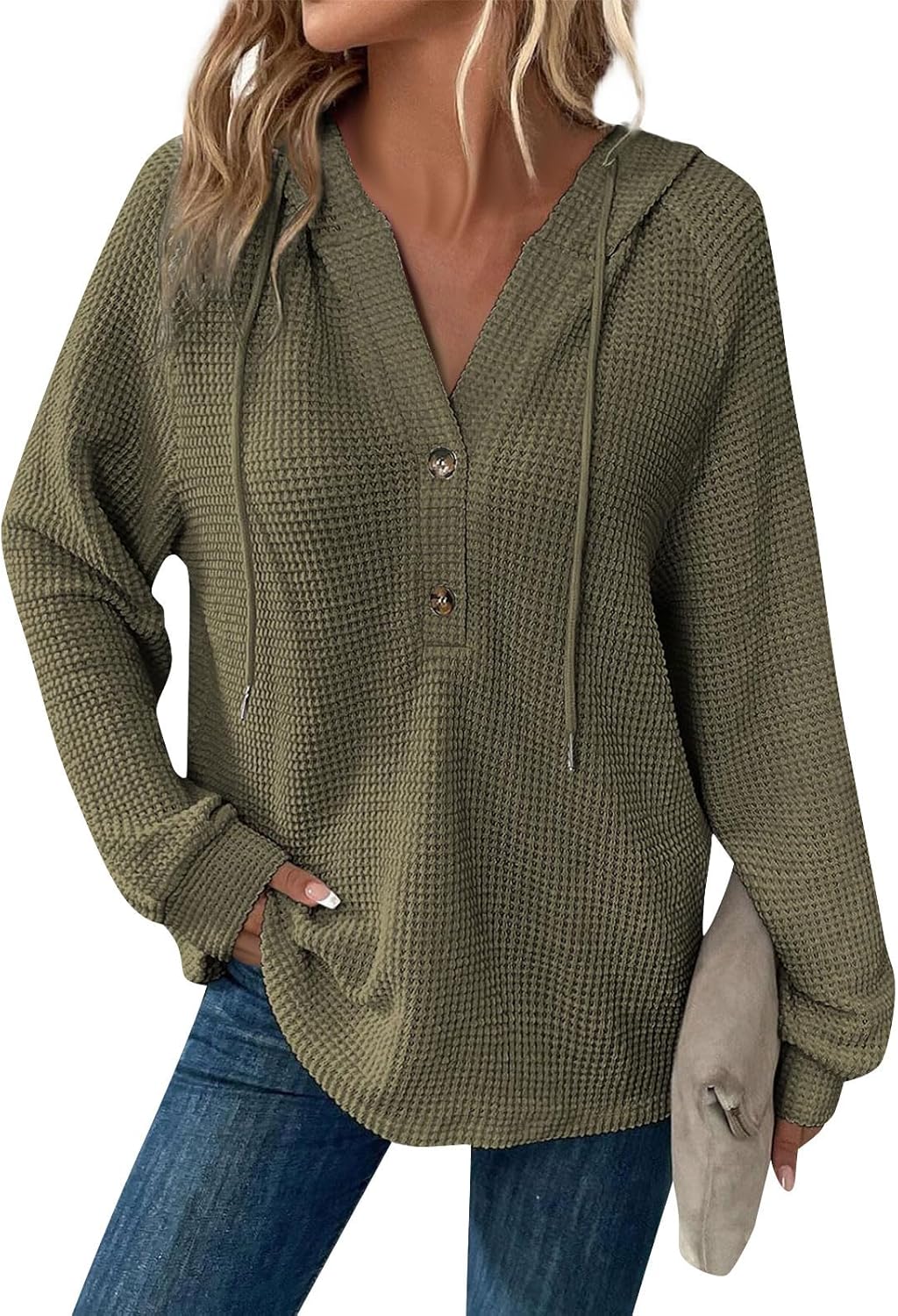 Warm & Stylish Waffle Knit Hoodie