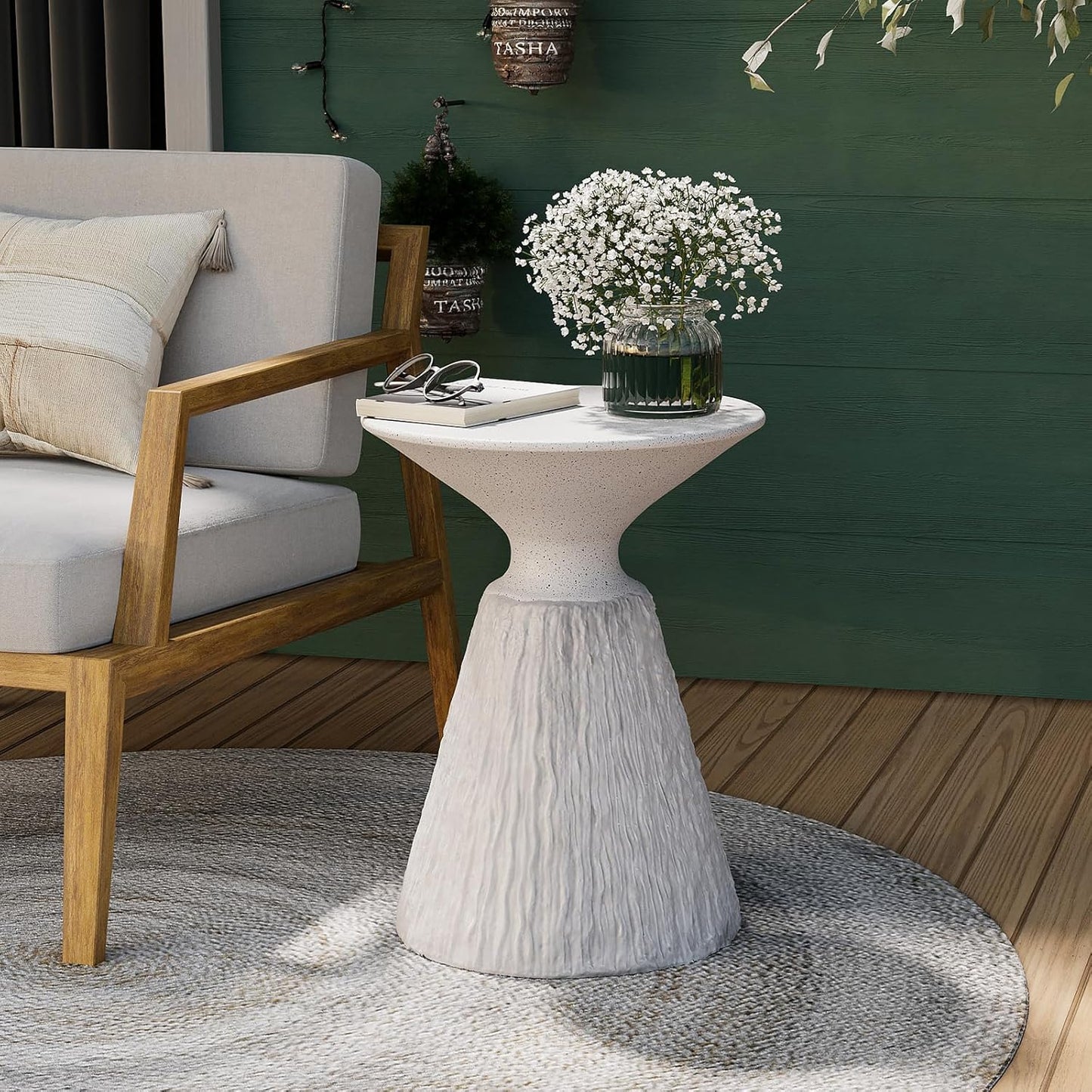 Mushroom Shaped Outdoor Side Table for Garden and Patio Use
