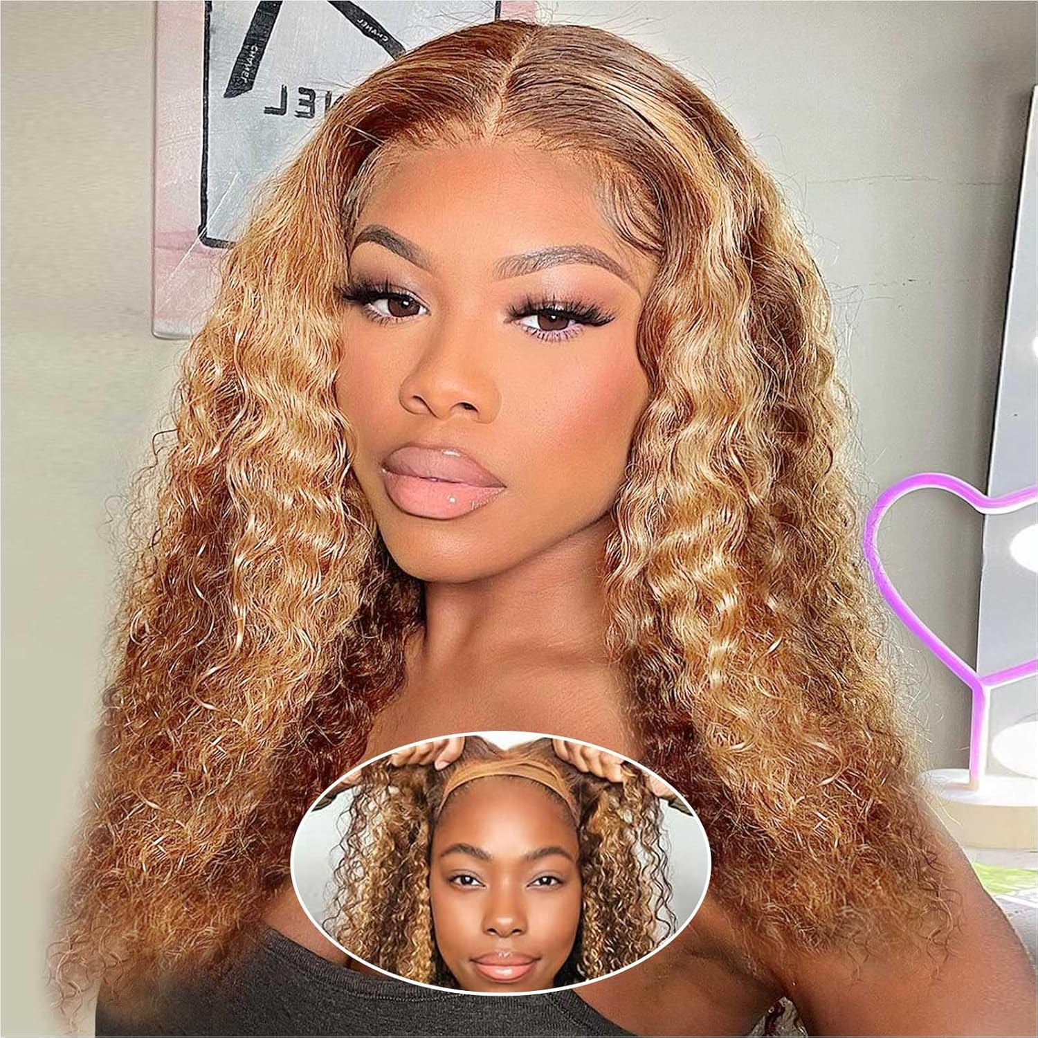 Highlight Deep Wave BOB Wig Human Hair for Black Women 18 in