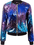KANCY KOLE Womens Sequin Jacket with Pockets - Party Bomber Blazer