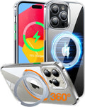 Clear 360 Rotatable Magnetic Ring Case for iPhone 15 Pro Max