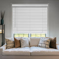 2 in Cordless Faux Wood Blinds - Room Darkening, Smooth White