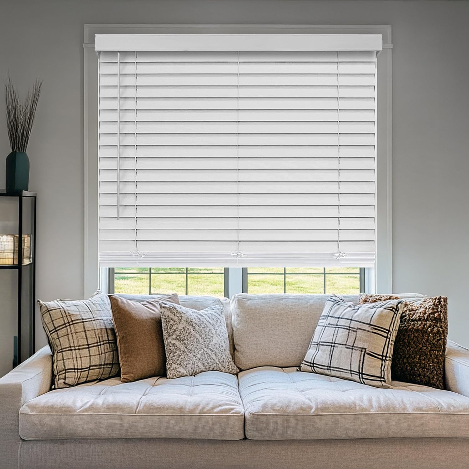 CHICOLOGY 2in Cordless Faux Wood Blinds for Room Darkening