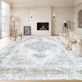 Area Rug 9x12 Living Room Rug Taupe - Machine Washable Vintage