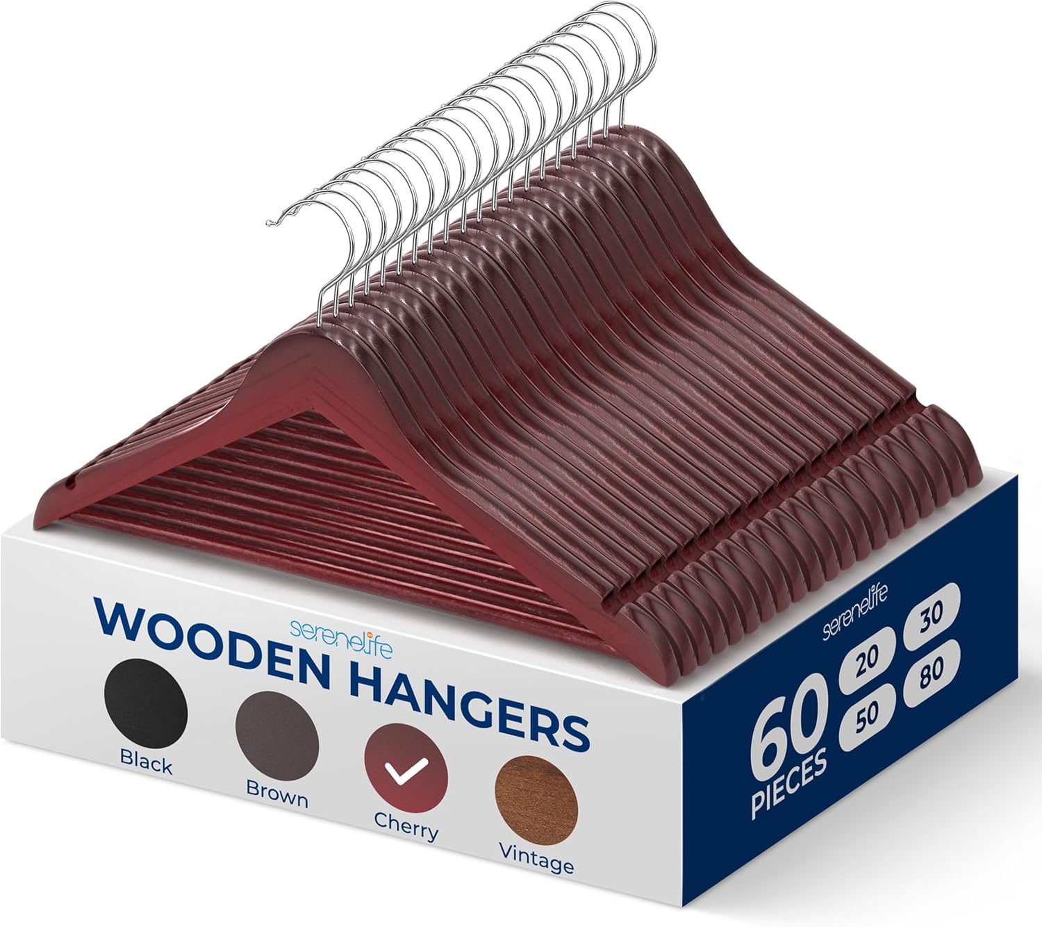Heavy Duty Wooden Hangers with Non-Slip Notches for Closet