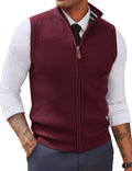 PJ PAUL JONES Men's Slim Fit Twill Textured Full Zip Sweater Vest