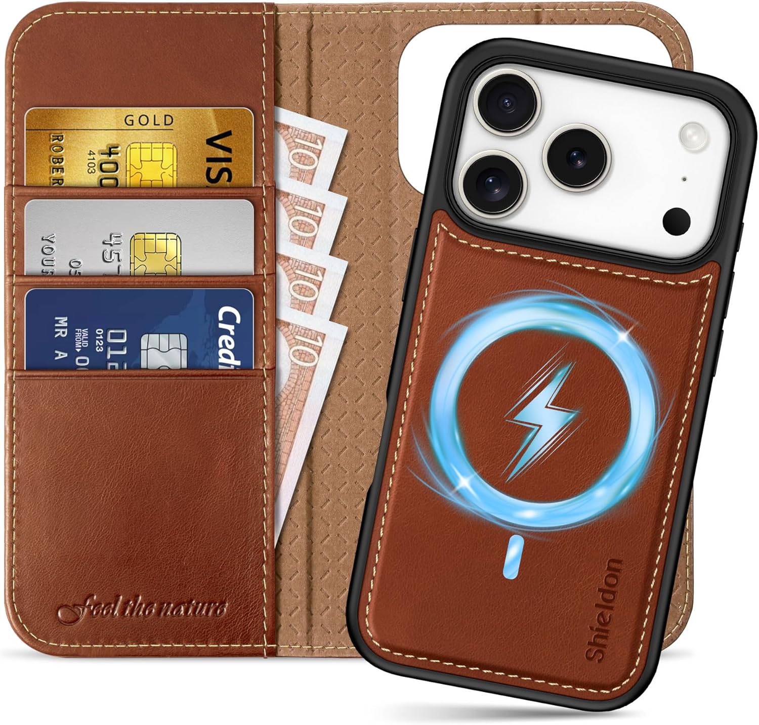 Detachable Genuine Leather Case Wallet for iPhone 17 Pro 6.3 in 2025