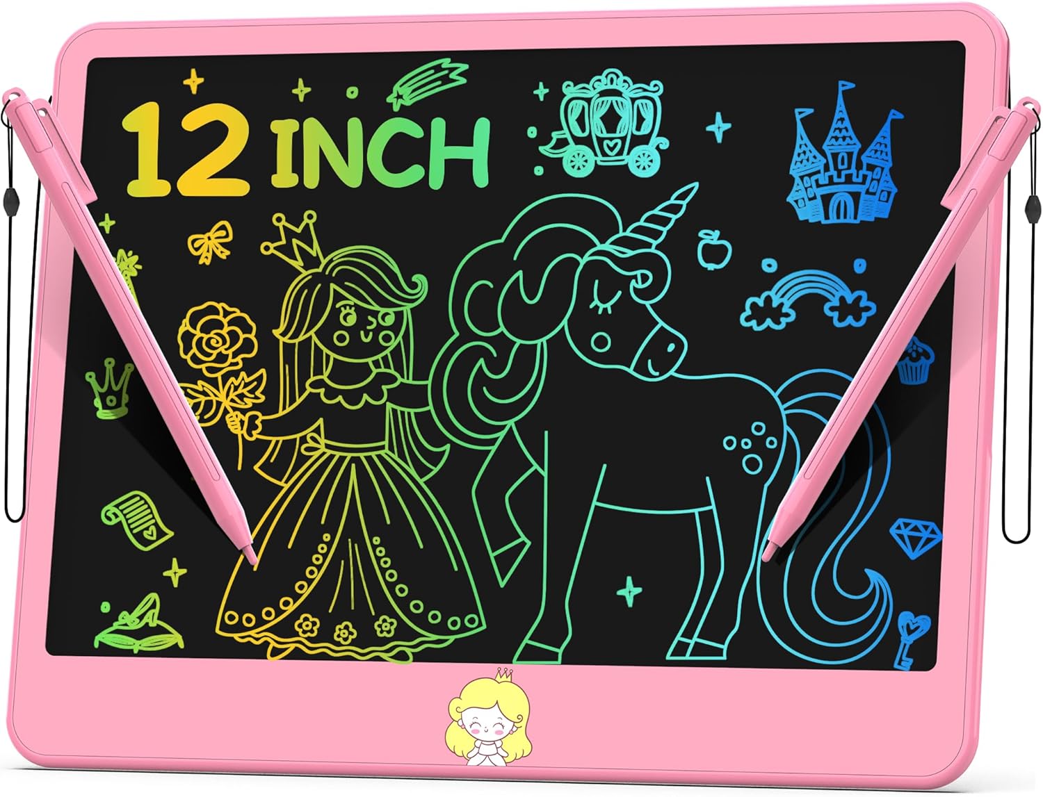 12 LCD Kid's Drawing Tablet - Portable Doodle Board - Pink