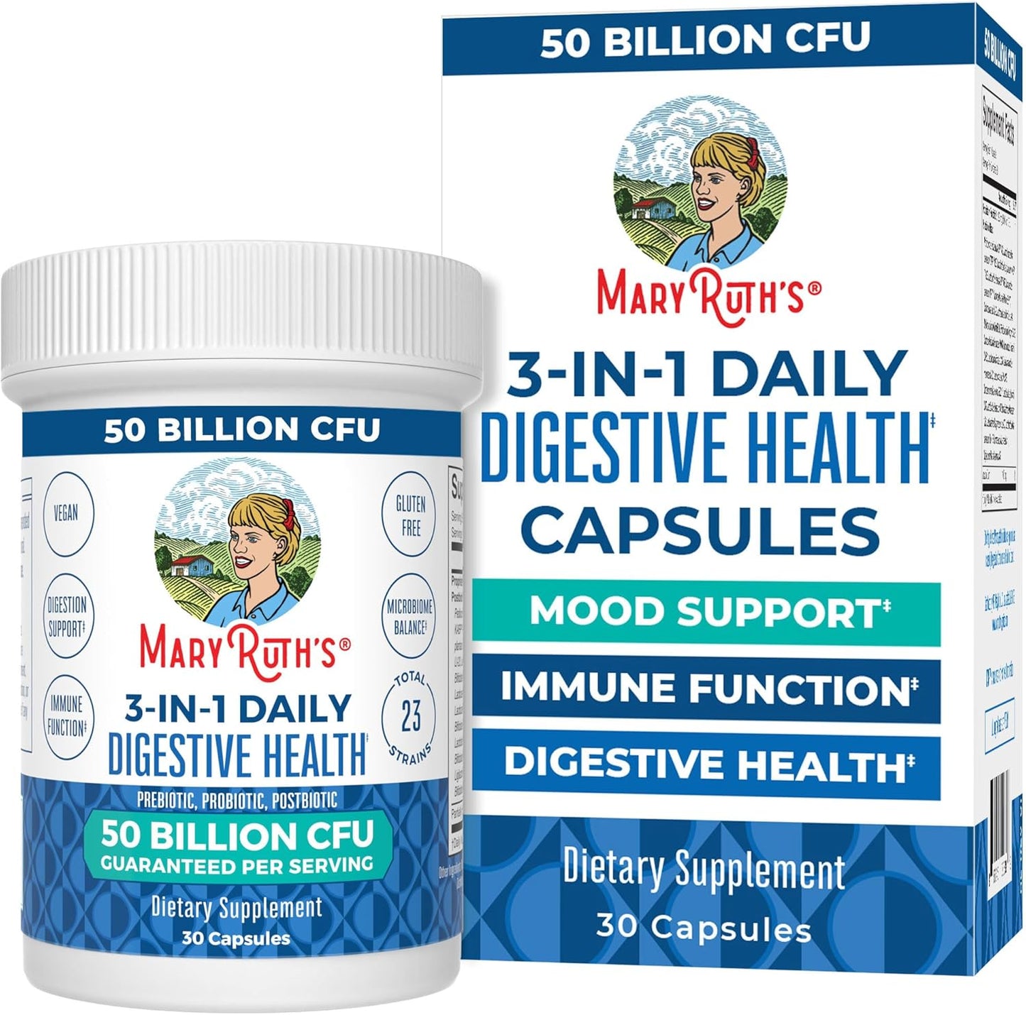 3-in-1 Probiotics for Digestive Health with 50 Billion CFU