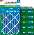 16x24x4 MERV 13 Air Filter 6-Pack - Electrostatic Pleated 3x Life