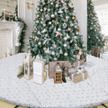 100 in Christmas Tree Skirt Faux Fur with Gold Sequins - Large Festive
