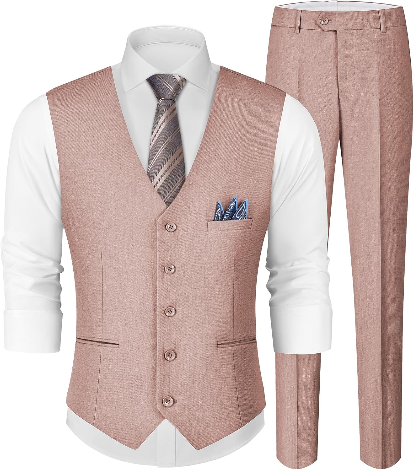 MAGE MALE Men's Linen 2 Piece Suit for Weddings and Events